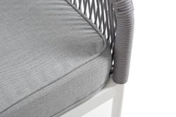 "Канны" левый модуль плетеный из роупа, каркас алюминий белый шагрень, роуп светло-серый круглый, ткань светло-серая