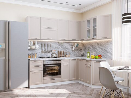 Угловая модульная кухня Барселона-05 Кашемир - Белый 2140*2200/1600*600