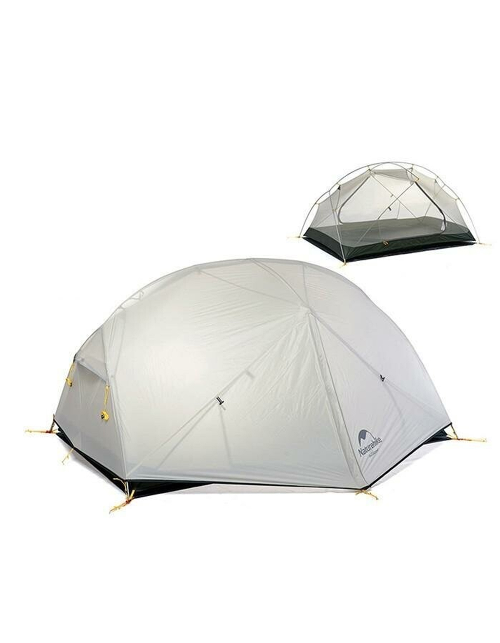 Палатка Naturehike Mongar NH17T007-M 20D  двухместная сверхлегкая , серая, 6927595708071