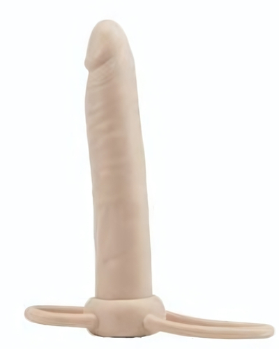 Телесная насадка What A Man для двойного проникновения (Цвет: телесный)