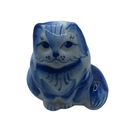Фигурка Кот лохматый сидячий гжель