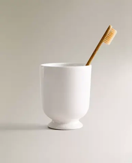 ZARA HOME КЕРАМИЧЕСКИЙ СТАКАН ДЛЯ ЗУБНЫХ ЩЕТОК, БЕЛЫЙ