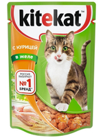 Влажный корм Kitekat для взрослых кошек, с курицей в желе, 85 г