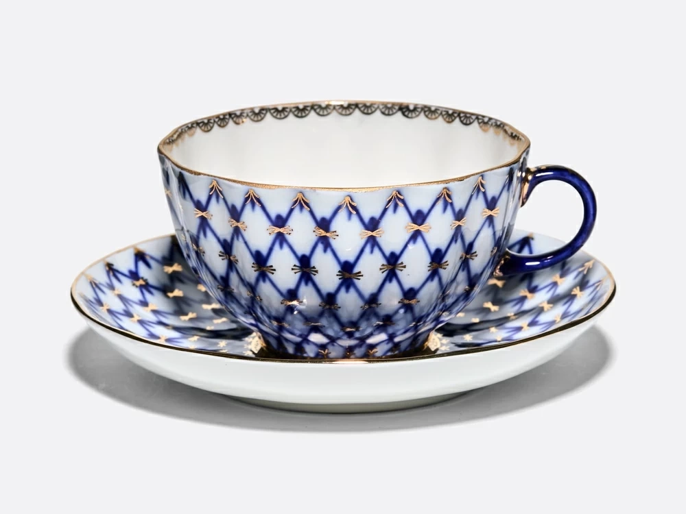 Чашка с блюдцем чайная 250 мл форма Тюльпан рисунок Кобальтовая сетка арт. 81.10105.00.1