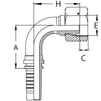 Фитинг DN 06 DK (Г) 14x1.5 (90) (накидная гайка)
