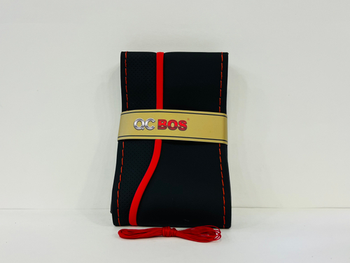 Оплетка на руль со шнуровкой, искусственная кожа, размер "М" 37-39 см., Плотный Хват, № 3066, красный (1 шт.)