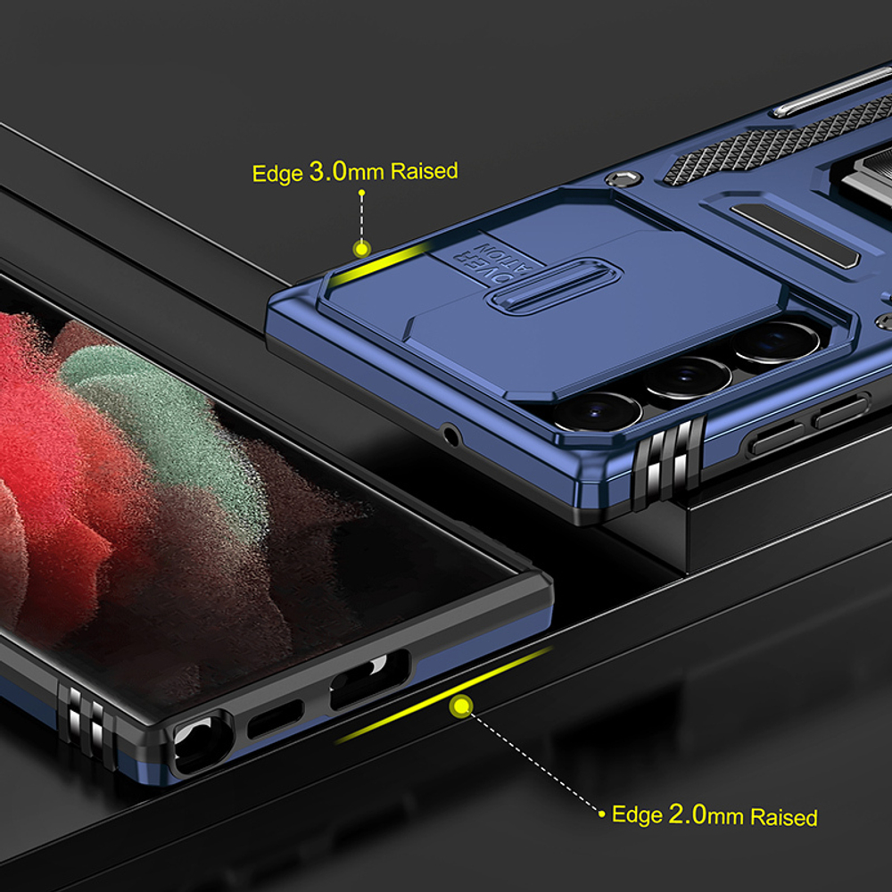 Чехол Safe Case с кольцом и защитой камеры для Samsung Galaxy S22 Ultra