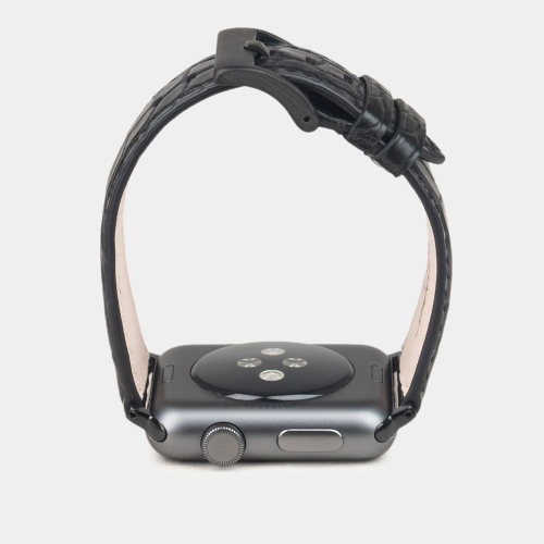 Ремешок для Apple Watch 44/45/46 mm из кожи аллигатора, черного цвета
