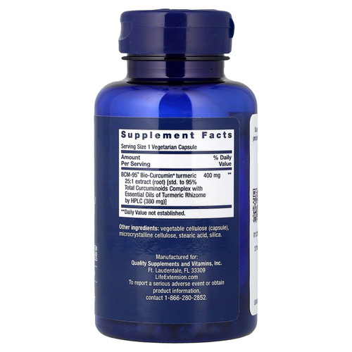 Life Extension, Super Bio-Curcumin®, экстракт куркумы, 60 вегетарианских капсул (400 мг в 1 капсуле)