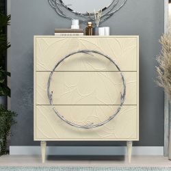 Комод Арт Колор leaves Классик Сильвер с 3 ящиками Серый шелк