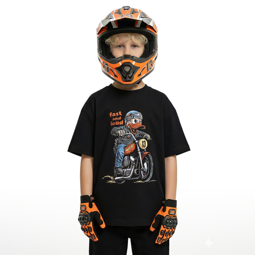 Футболка детская Clan 13 Biker Duck, черный