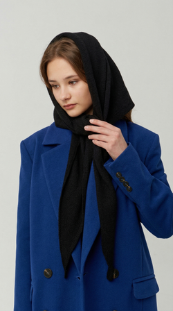 Оренбургский платок-косынка К401-07 черный