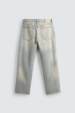 ZARA ДЖИНСЫ ПРЯМОГО УКОРОЧЕННОГО КРОЯ, ГОЛУБОЙ