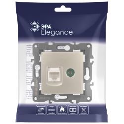 14-3110-04 ЭРА Розетка RJ45+TV, IP20, шампань | Elegance Шампань