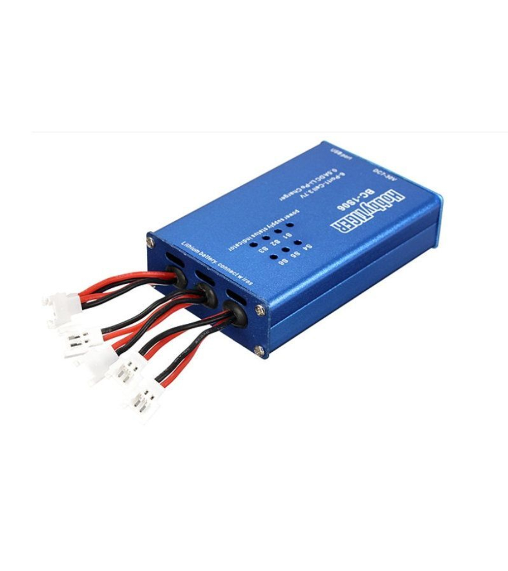 Зарядное устройство HobbyTiger BC-1S06 для заряда шести аккум. 1S Li-Po, 6x500mAh, Molex
