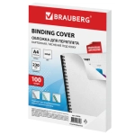 Обложки картонные для переплета, А4, КОМПЛЕКТ 100 шт., тиснение под кожу, 230 г/м2, белые, BRAUBERG