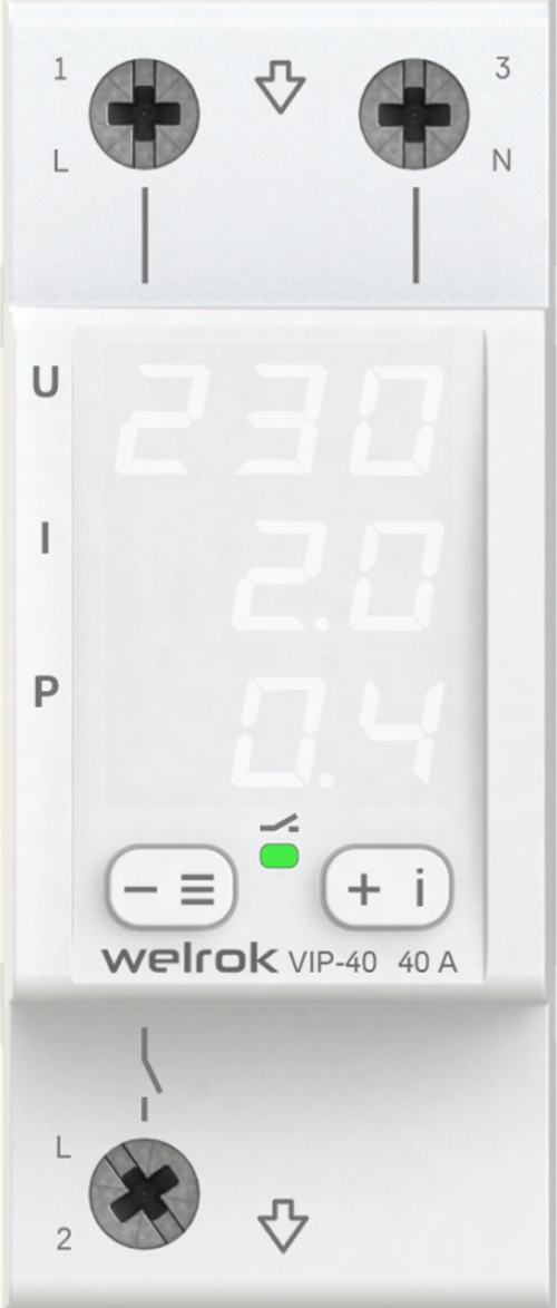 Реле напряжения с контролем тока Welrok VIP-40