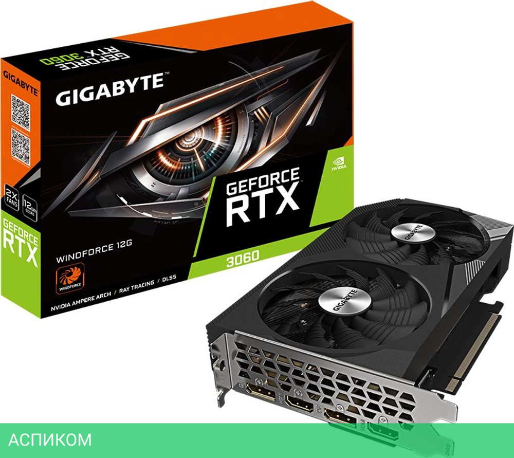 Видеокарта GigaByte NVIDIA GeForce RTX 3060 12Gb GDDR6 rev. 1.0 (GV-N3060WF2-12GD)