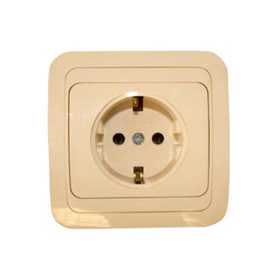 Розетка MAKEL Мимоза 1-местная бел. с/п с/з  (керамика) 16А 250В