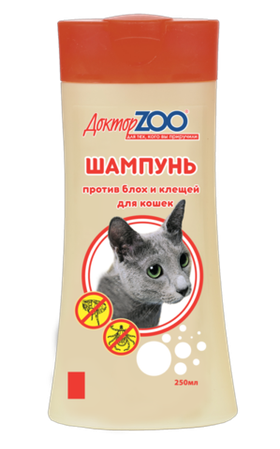 Доктор Зоо Шампунь для кошек против блох и клещей 250мл.