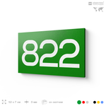 Номер на дверь 822, табличка на дверь для офиса, квартиры, кабинета, аудитории, склада, зеленая 120х70 мм, Айдентика Технолоджи