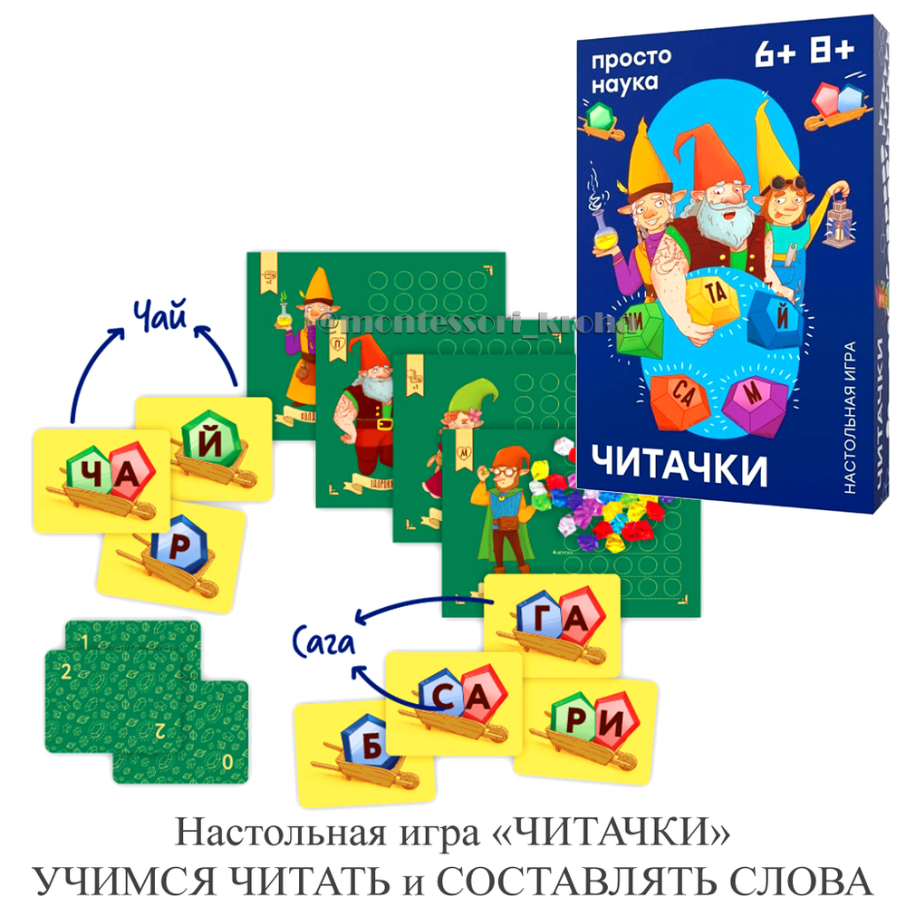 Настольная игра «ЧИТАЧКИ» УЧИМСЯ ЧИТАТЬ и СОСТАВЛЯТЬ СЛОВА