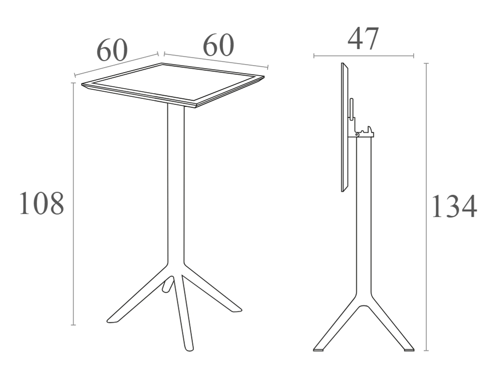 Стол пластиковый барный складной Siesta Contract Sky Folding Bar Table 60, черный