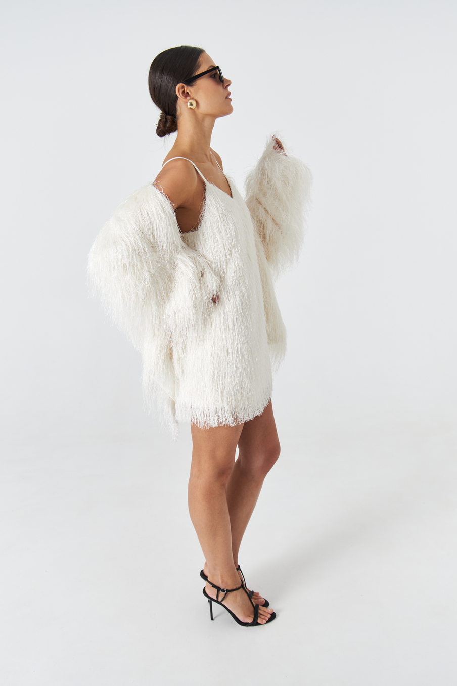 Платье мини из бахромы