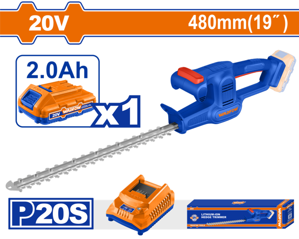 Кусторез аккумуляторный 20В, 480 мм (4) WADFOW WLYP5181