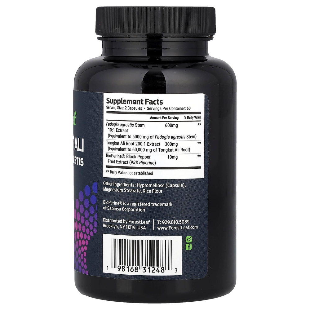 Forest Leaf, эврикома длиннолистая, фадогия и BioPerine®, 120 растительных капсул