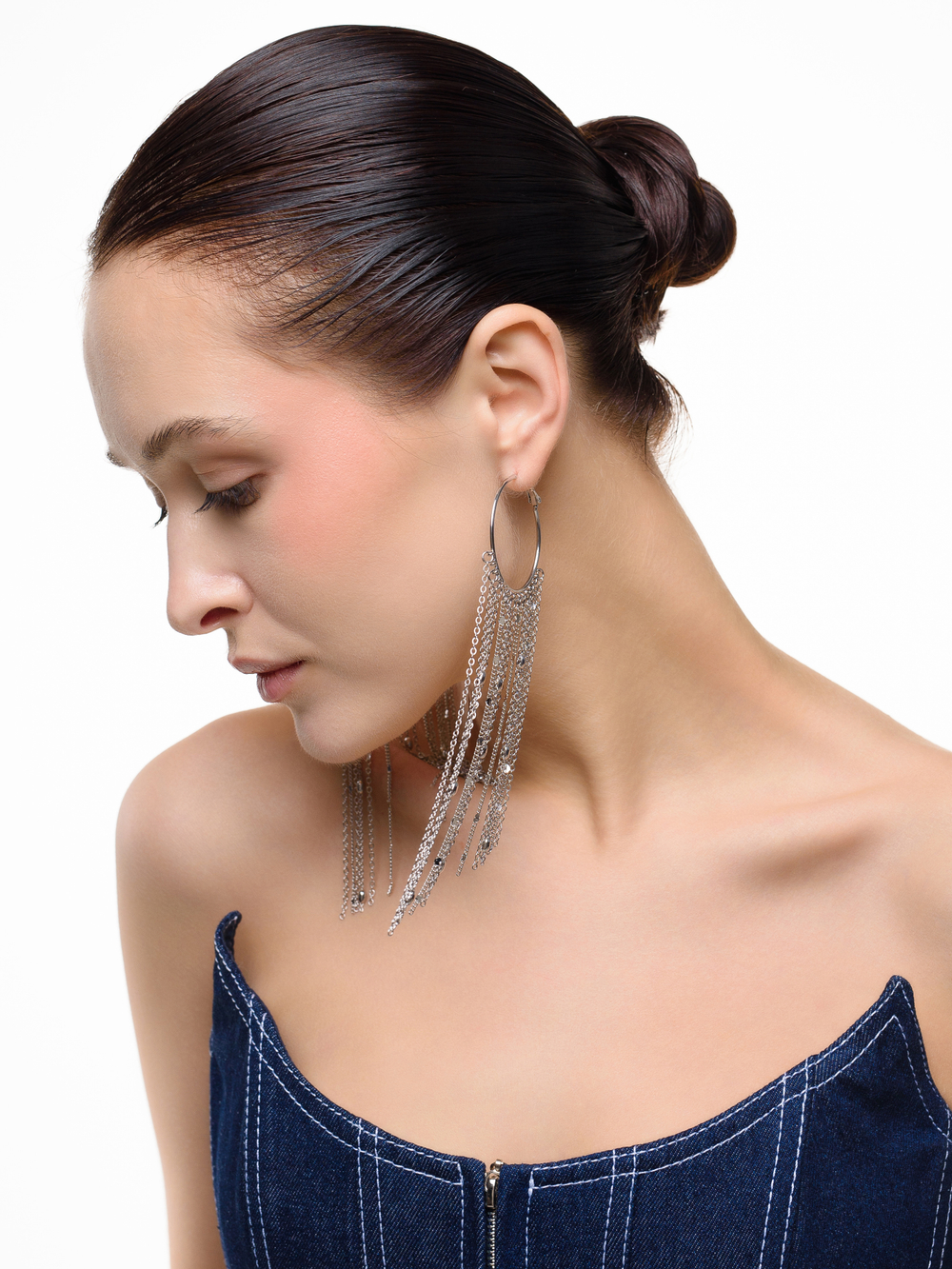 Серьги "Chain mix kongo" Silver