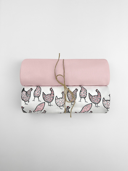 Сет из 2-х пеленок LooJoo Курочки / Пудра