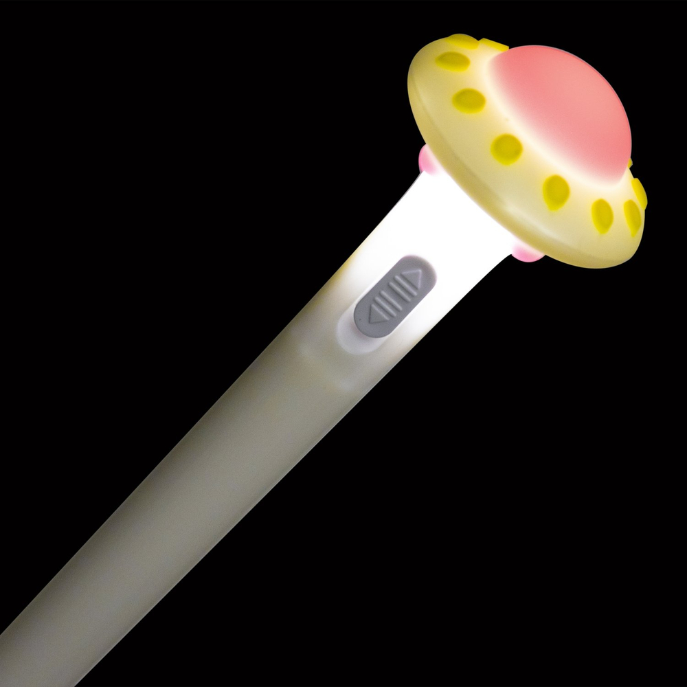 Ручка гелевая Alingar, "НЛО", 0,7 мм, синяя, с подсветкой, иголь. наконечник, круглый, цветной, пластиковый корпус, карт. уп.