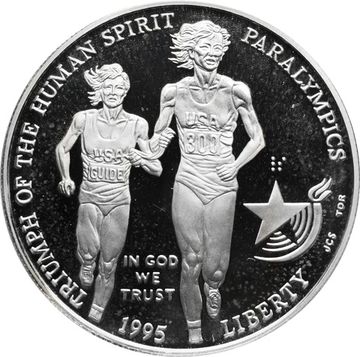 1 доллар 1995 США «X летние Паралимпийские Игры, Атланта 1996 - Бег»