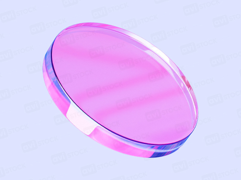 3D прозрачный стеклянный диск – элемент абстрактного подиума