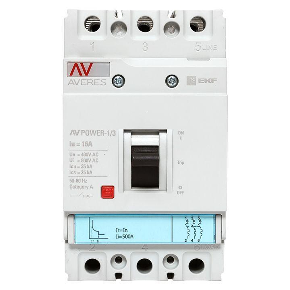 Выключатель автоматический 3п 16А 35кА AV POWER-1/3 TR AVERES EKF mccb-13-16-TR-av