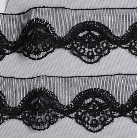 Кружево на сетке IDEAL LUX матовая нить  шир.50мм цв.6 черный упак18.28м