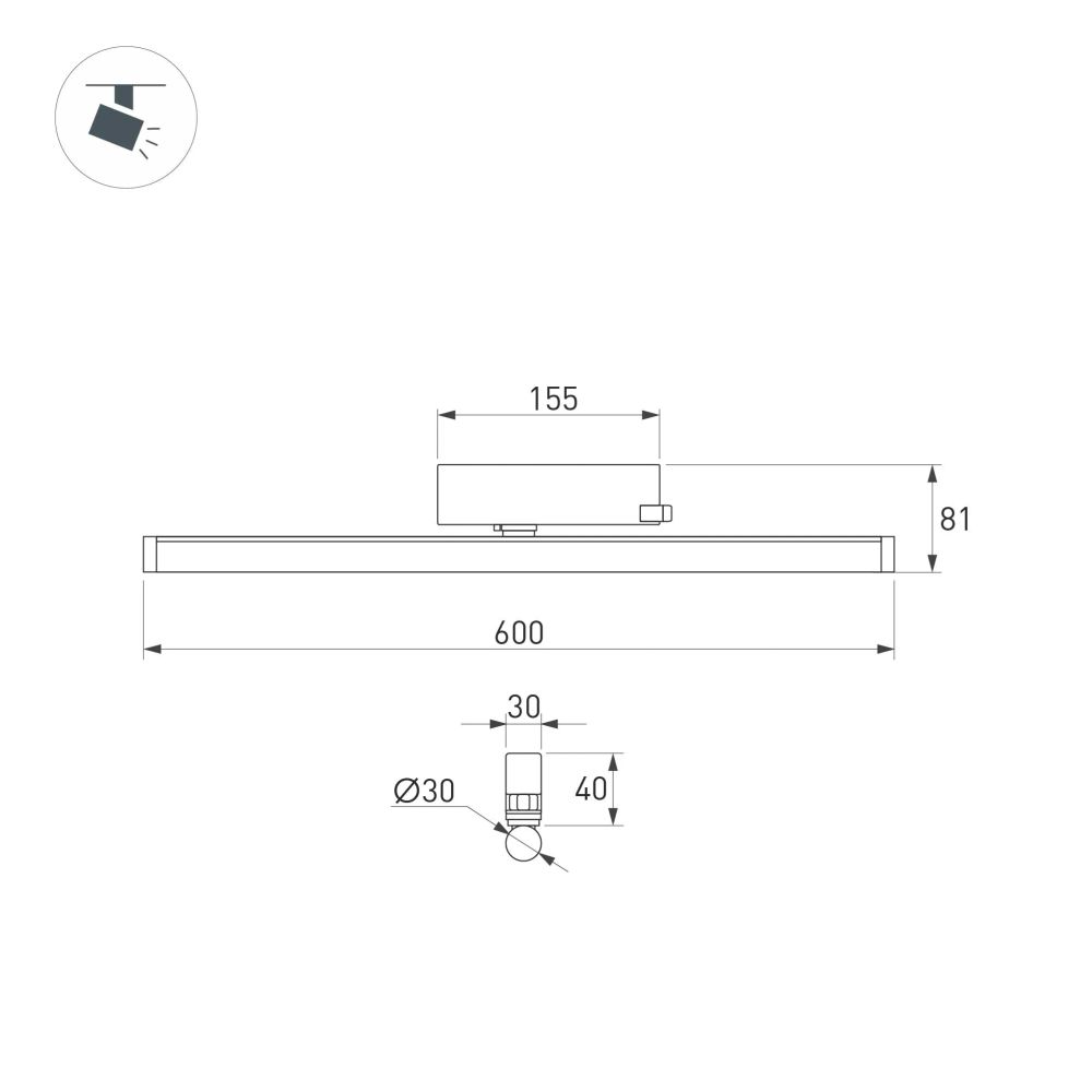 Светильник LGD-TUBE-TURN-4TR-L600-20W Warm3000 (BK, 180 deg, 230V) (Arlight, IP20 Металл, 3 года) 036298(1)