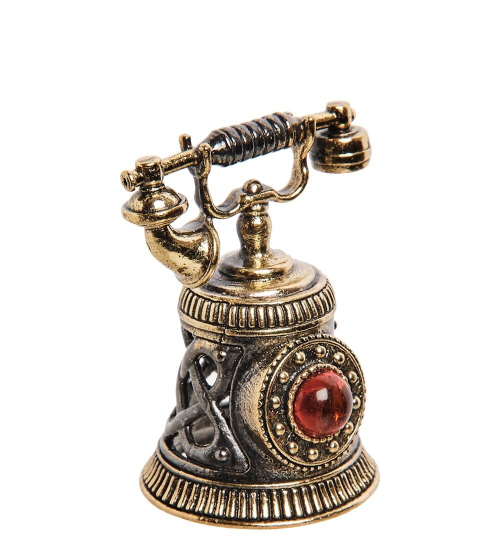 AM-2701 Колокольчик «Телефон винтажный» (латунь, янтарь)