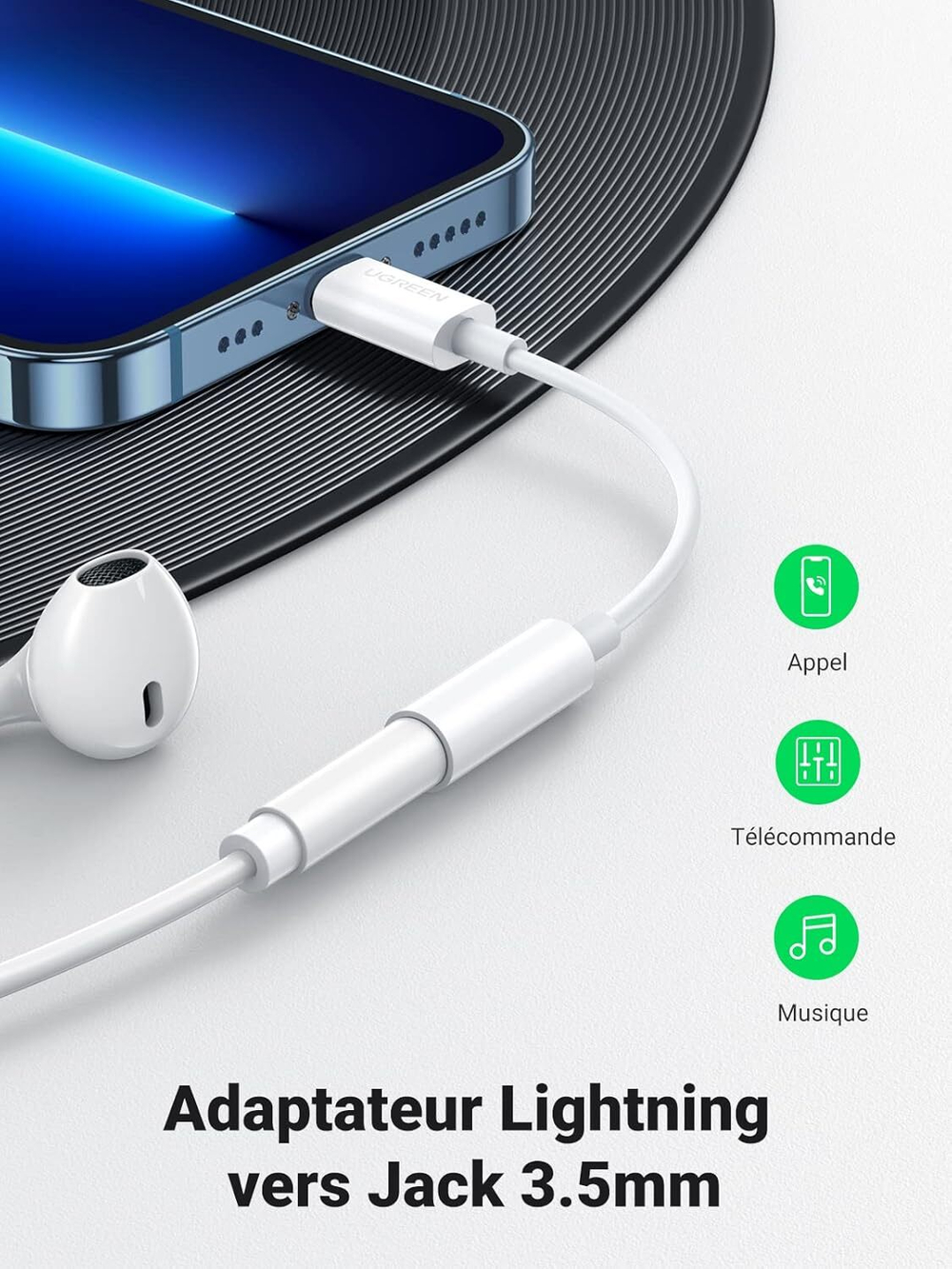 Переходник Lightning - Audio 3.5mm UGREEN 30759