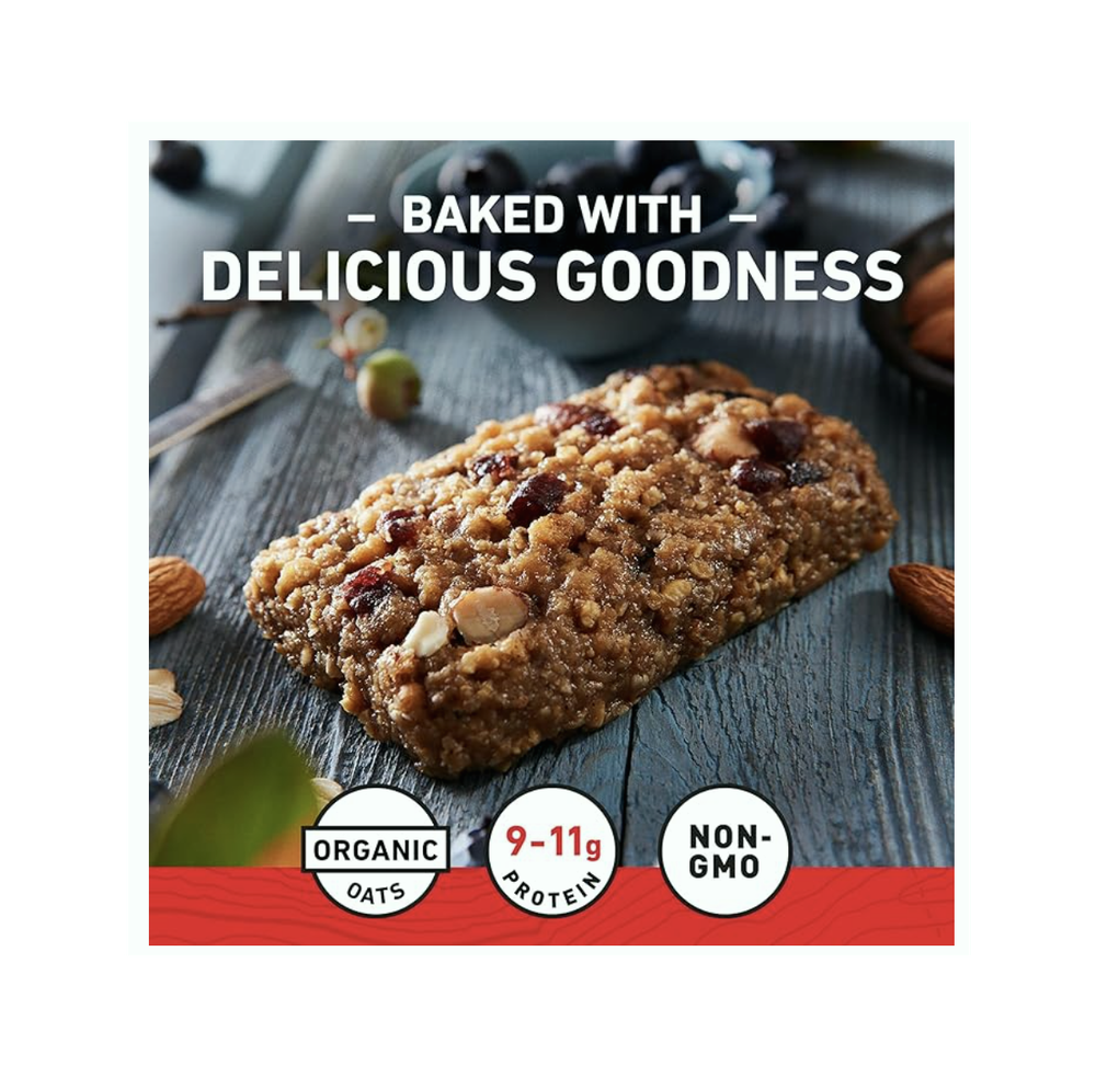 Clif Bar —Протеиновые батончики с черникой и миндалем — Сделано из органического овса — 11 г белка — Без ГМО — На растительной основе — Энергетические батончики