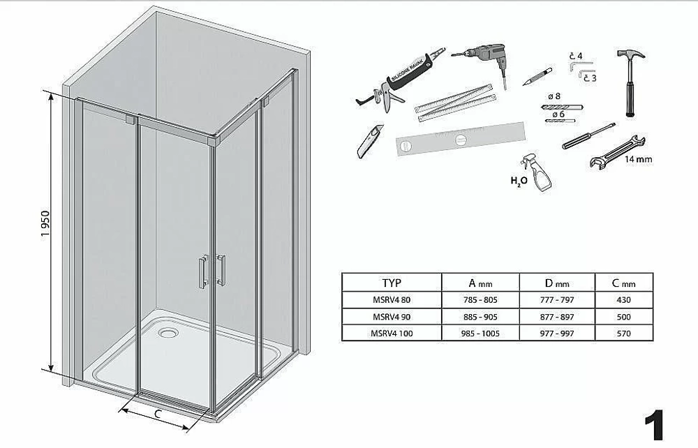 Душевой уголок Ravak Matrix 1WVAAC00Z1 100x100 профиль блестящий/прозрачное стекло