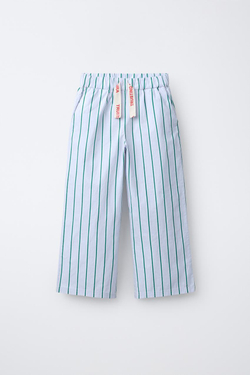 ZARA БРЮКИ В ПОЛОСКУ, СИНИЙ