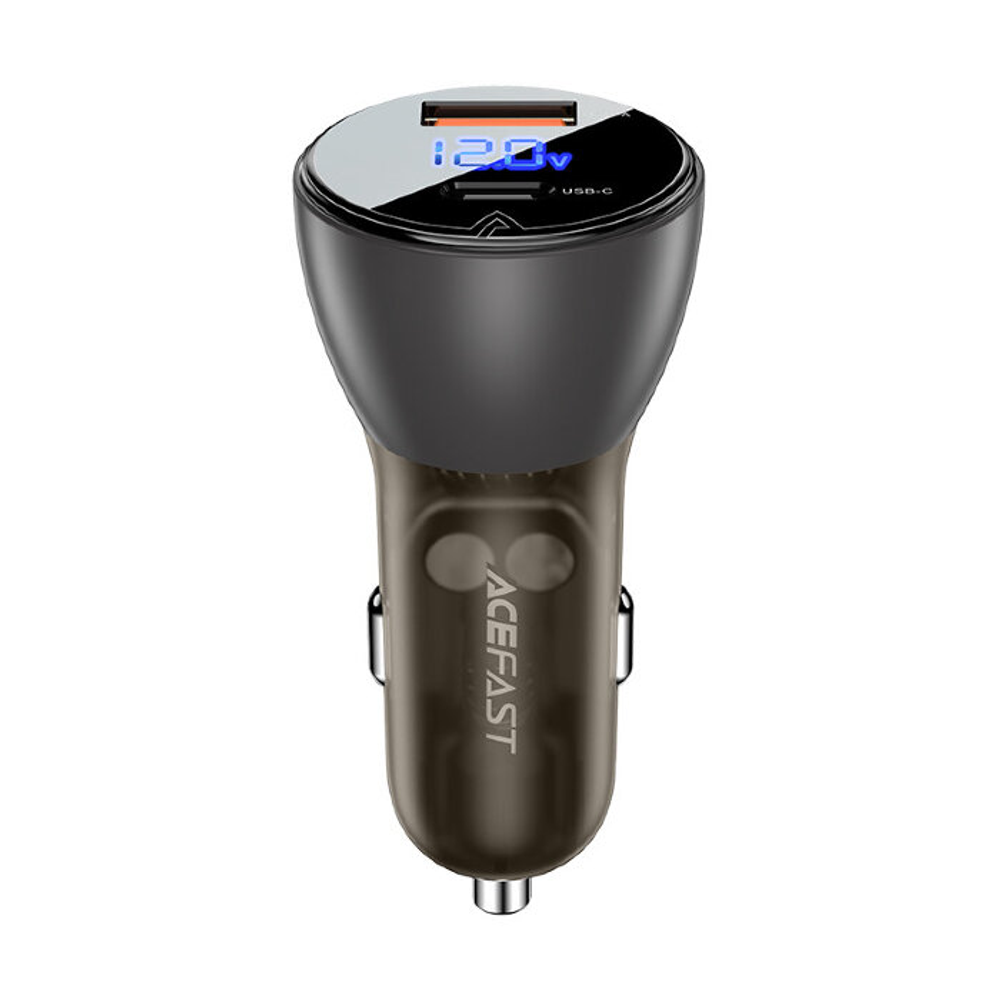 B6 metal car charger 63W (USB-A+USB-C) with digital display