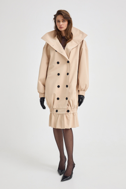 Тренч объемный с воротником стойкой