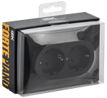 FORTE&PIANO Розетка 2-местная с заземлением с защитными шторками безвинтовое крепление 16А FP123M металл черный IEK