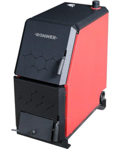 ROMMER Котел твердотопливный 31 кВт с возможностью установки ТЭНа, терморегулятора/турбокомплекта, пеллетной горелки
