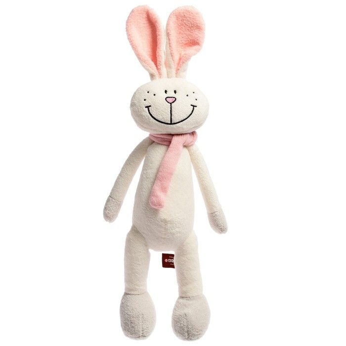 Мягкая игрушка MaxiToys «Зайка в шарфике» цвет белый, 33 см