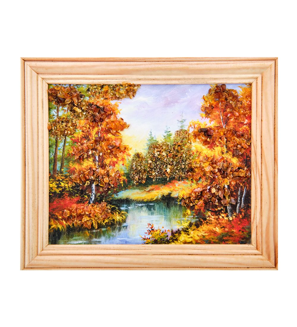 AMB-54/ 3 Картина «Красота природы» (с янтарной крошкой) дер.рамка 12х15