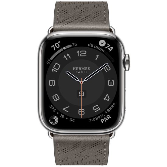 Apple Watch Hermès 45mm Silver Stainless Steel Case with H Diagonal Single Tour Gris Meyer